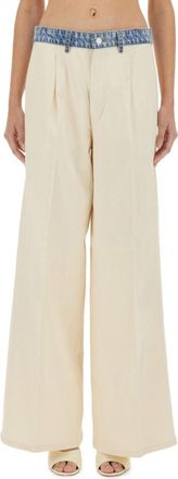 Moschino White Loose Flat Front Pant