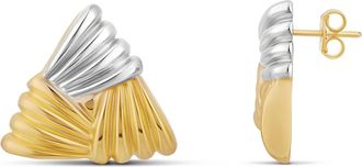 SHYMI Textured Triangle Statement Earrings - 14K Gold Filled, Rhodium Plated, Lightweight, Day to Night