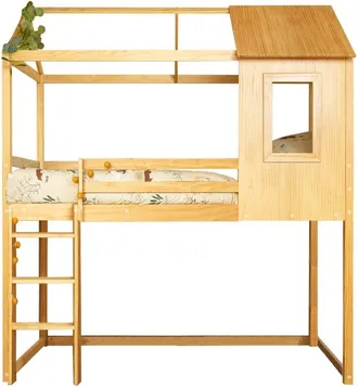 Muemue Cama alta madera pino 189.5x197x97 cm