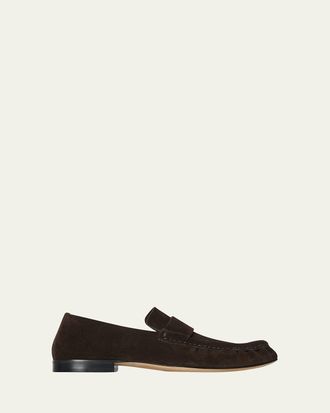 The Row Mens Soft Suede Penny Loafers