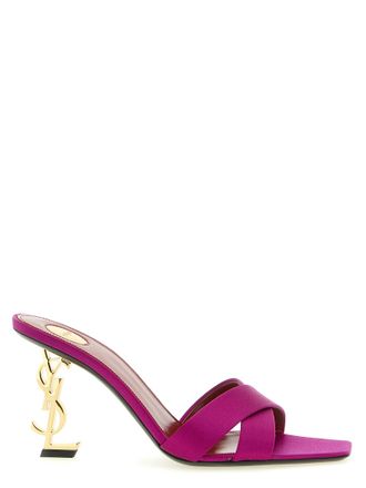 Saint Laurent Fuchsia Viscose Stiletto Heel Womens Sandals