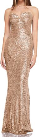 Nookie Lumiere Gown Sequince Maxi Dress In Gold
