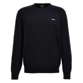 A.P.C. Round-neck Knitwear, male, Blue, Size: S Melville Pullover Sweater