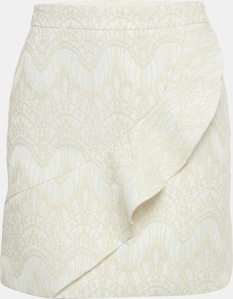 Maje Cream Jacquard Ruffled Mini Skirt