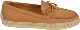 Tod's Leren en Raffia Loafer - Dames - Loafers - Beige - 37 EU - Leer - Schoenen