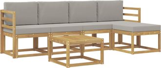 vidaXL Conjunto De Sof&aacute;s De Exterior 6 Uds. Blanco Y Gris Claro Vidaxl