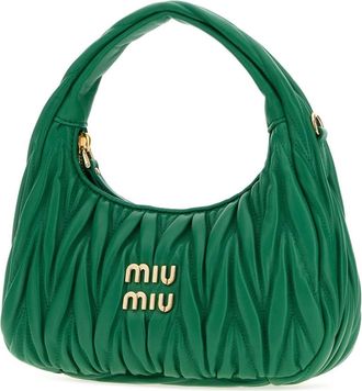 Miu Miu Womens Grass Green Nappa Leather Wander Handbag Mango Agnello Borse A Mano Bag