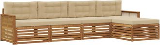 vidaXL Conjunto De Sof&aacute;s De Exterior 5 Uds. Natural Y Beige Vidaxl
