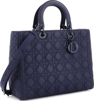Dior Ultra Matte Lady Dior Bag Cannage Quilt Calfskin Large satchel - Blu