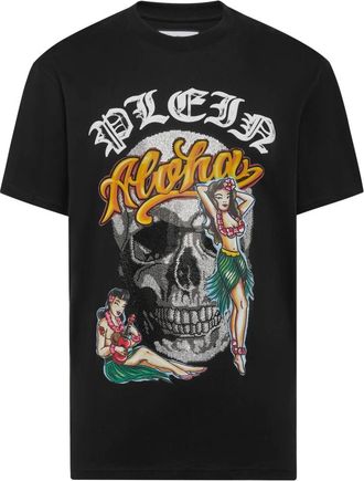 Philipp Plein T-shirt Ronde Hals SS Hawaii - Heren - T-shirts - Zwart - S - Katoen - Tops