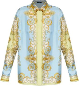 Versace Geprinte Lavalli&egrave;re van Zijde Twill - Dames - Overhemden - Veelkleurig - M - Overhemden