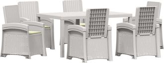 vidaXL Conjunto De Comedor De Jard&iacute;n 7 Uds. Blanco Y Crema Pp Vidaxl