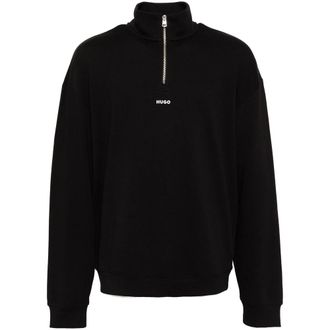 HUGO BOSS Zip-Neck Logo Print Sweatshirt