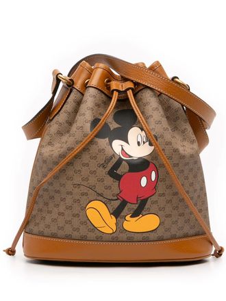 Gucci 2016-2025 Micro GG Supreme Mickey Mouse bucket bag - Brown