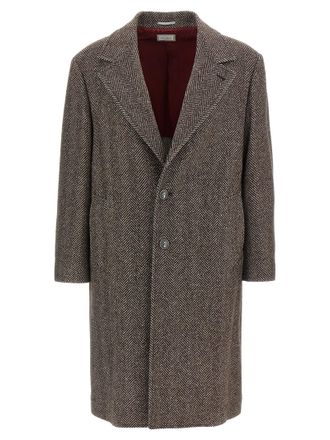 Brunello Cucinelli Single-Breasted Cashmere Coat Coats And Trench Coats Brown