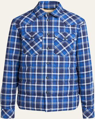 Moncler Mens Plaid Snap-Front Shirt Jacket