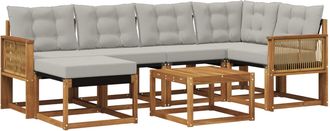 vidaXL Conjunto De Sof&aacute;s De Exterior 7 Uds. Natural Y Gris Claro Vidaxl