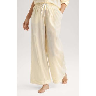 Tommy John Stripe High Waist Woven Sleep Pants in Yellow at Nordstrom, Size X-Large