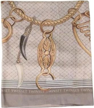 Twinset Kefia Sjaal - Dames - Zijden sjaals - Beige - ONE Size - Wol - Accessoires