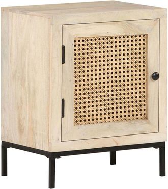 vidaXL Bedside Cabinet 15.7x11.8x19.7 Solid Mango Wood and Natural Cane 3509