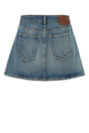 Alexander McQueen Womens Denim Mini Skirt Indigostonewashed Exterior: Cotton Gonne
