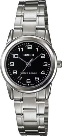 Casio Womens Silver Analog Watch with Black Dial - LTP-V001D-1B