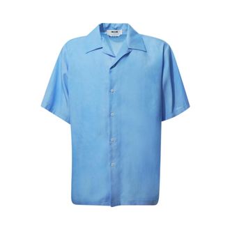 Msgm Bowling Shirt met Korte Mouwen - Heren - Korte mouwen Overhemden - Blauw - L - Overhemden
