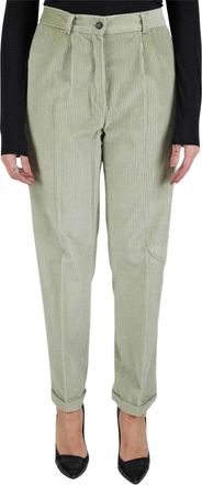 Kiton Fluwelen Broek - Dames - Slim Fit Broeken - Groen - 2XL - Katoen - Broeken