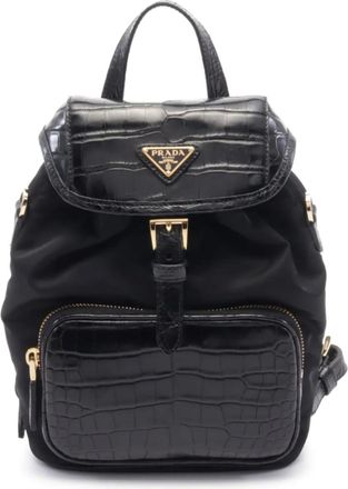 Prada Zaino goffrato effetto coccodrillo anni 2020 - Nero