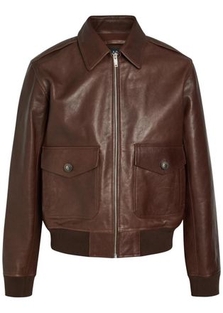 A.P.C. Leather Bomber Jacket - Brown - XL