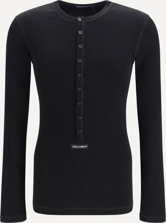 Dolce & Gabbana Ribbed cotton henley T-shirt unisex 48