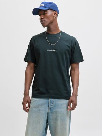 Jack & Jones Kurzarmshirt JACK & JONES JORNORREBRO EMB TEE SS CREW NECK NOOS, Herren, Gr. XS, forest river, Jersey, Obermaterial: 100% Baumwolle, bedruckt, relaxed