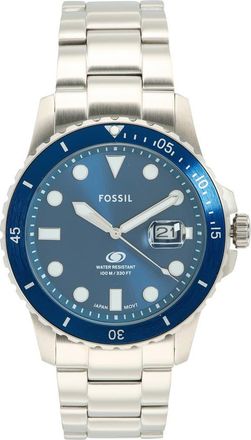Fossil Blue Dive Bracelet Watch, 42mm in Silver at Nordstrom Rack