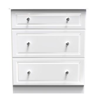 Welcome Furniture Lisbon Ready Assembled Chest Of Drawers With 3 Drawers - White Gloss & White - Welcome Furniture | TJ Hughes