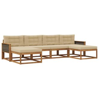vidaXL Conjunto De Sof&aacute;s De Exterior Con Coj&iacute;n 6 Pcs Natural Y Beige Vidaxl