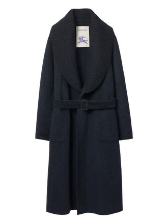 Burberry shawl-collar wool-blend coat - Blue