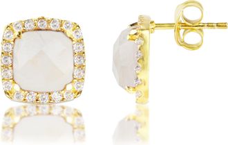 MAX + STONE 18k Gold Over Sterling Silver 4 Ct. Cushion Cut Gemstone Earrings