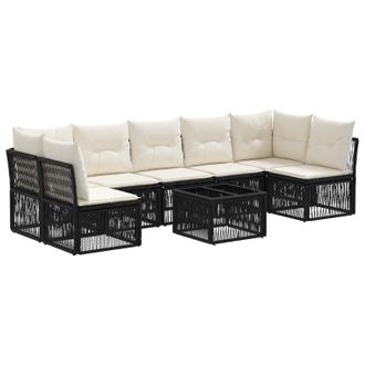 vidaXL Conjunto De Sof&aacute;s De Jard&iacute;n 8 Pcs Negro Rat&aacute;n Sint&eacute;tico Vidaxl