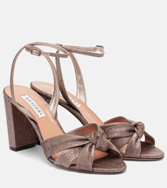 Aquazzura Nina 85 metallic-effect twill sandals