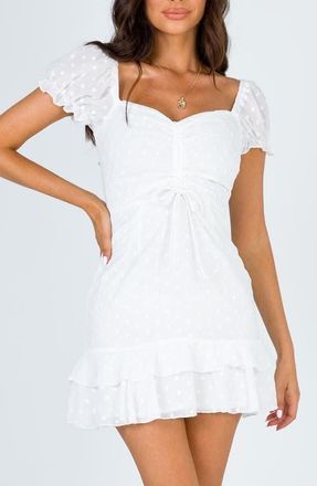 Princess Polly Mikail Puff Sleeve Minidress in White at Nordstrom, Size 10