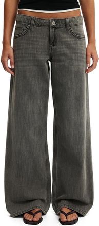 Cotton On Low Rise Wide Leg Jeans in Luna Grey Stitch at Nordstrom, Size 12
