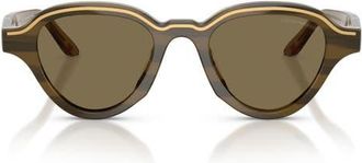 Emporio Armani 47mm Small Irregular Sunglasses in Brown On Striped Beige at Nordstrom