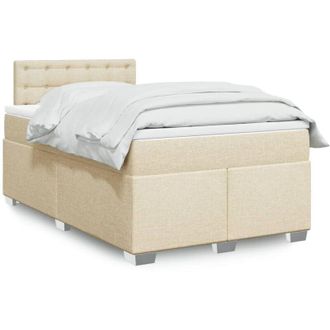 vidaXL Cama Box Spring Con Colch&oacute;n Tela Color Crema 120x190 Cm Vidaxl