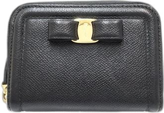 Ferragamo Black Leather Coin Purse/Coin Case (Pre-Owned)