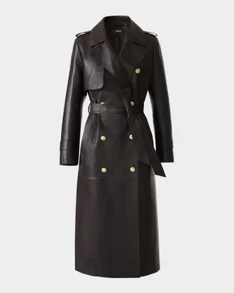 Mackage Gael-NV Croc-Embossed Leather Trench Coat