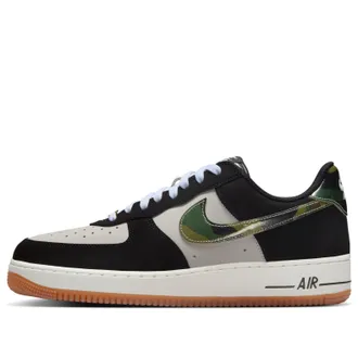 Nike Air Force 1 Low Black Patent Camo Swoosh HQ1967-100