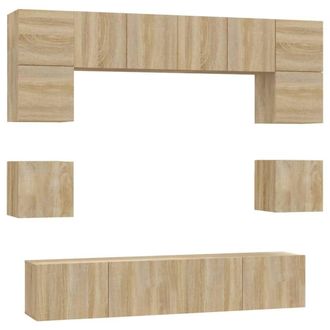 Berkfield Home 8 Piece TV Cabinet Set Sonoma Oak Engineered Wood in Light Tan