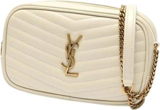 Saint Laurent Pre-owned Leren Crossbodytas - Dames - Vintage Schoudertas - Beige - ONE Size - Leer - Vintage