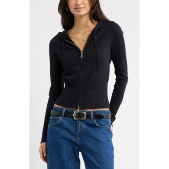 BP. Fitted Cotton Blend Hoodie in Black at Nordstrom, Size Xx-Small