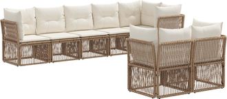 vidaXL Conjunto De Sof&aacute;s De Jard&iacute;n 8 Uds. Beige Rat&aacute;n Sint&eacute;tico Vidaxl